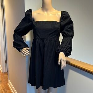 Elegant Black Puff Sleeve Dress
